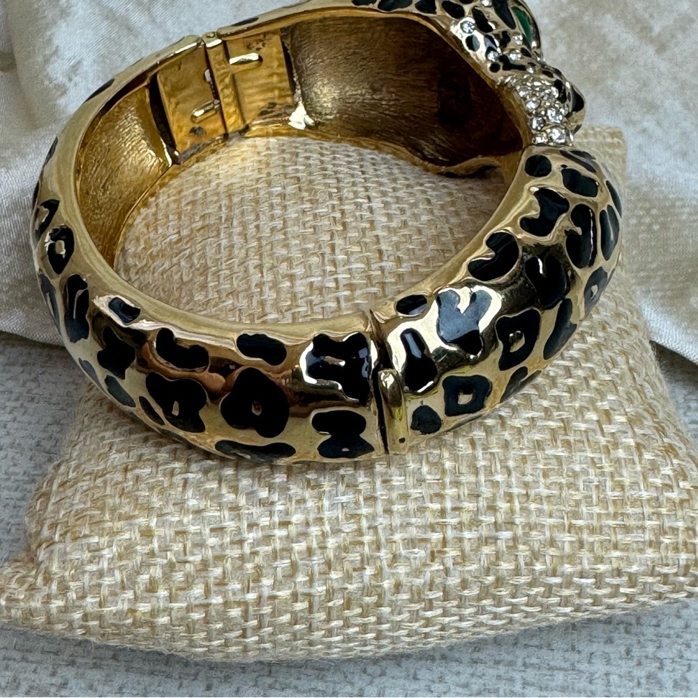 Vintage Ciner Click Clack Hinged Leopard Bracelet - Picture 8 of 10